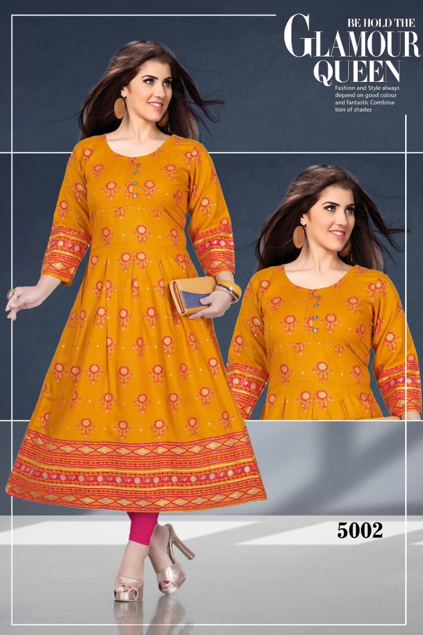 Beauty Queen Goldy 3 Ethnic Wear Rayon Printed Anarkali Kurti Collection